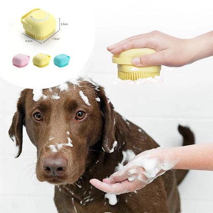 Lather Love Pet Shampoo Brush ~ Silicone Bath & Massage Brush with Dispenser, Gentle for Sensitive Skin