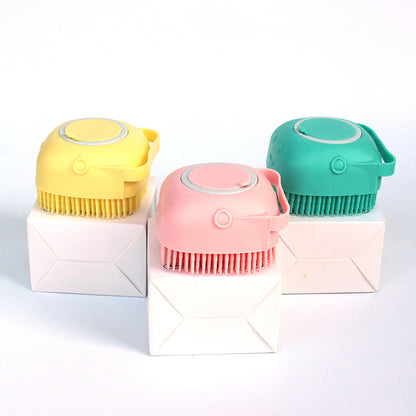 Lather Love Pet Shampoo Brush ~ Silicone Bath & Massage Brush with Dispenser, Gentle for Sensitive Skin