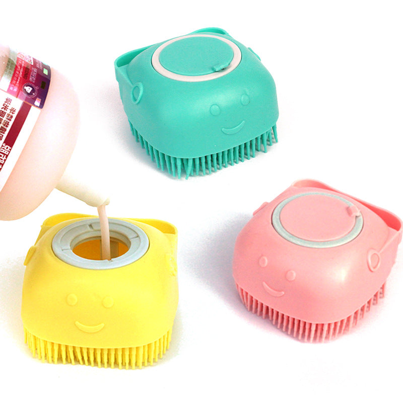 Lather Love Pet Shampoo Brush ~ Silicone Bath & Massage Brush with Dispenser, Gentle for Sensitive Skin