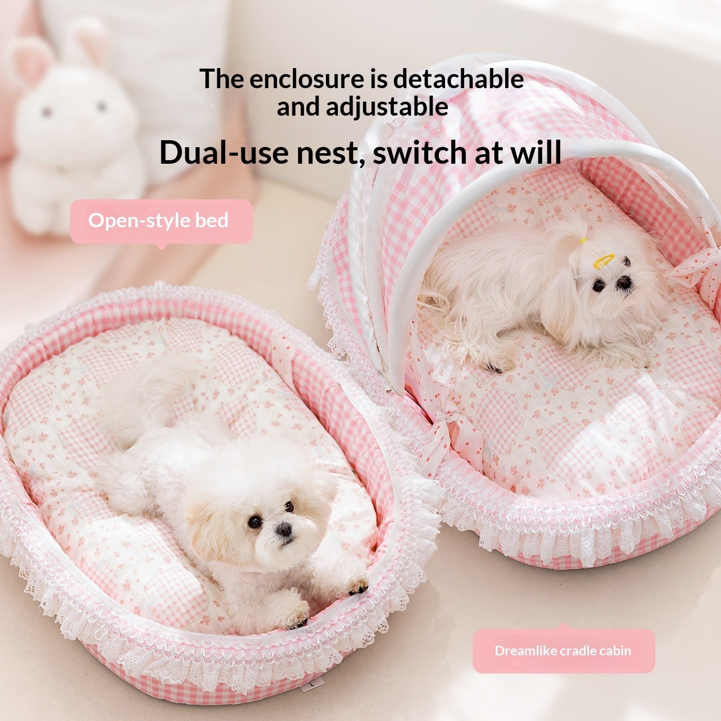 DollyPaws Cradle Pet Bed, available in pink & blue