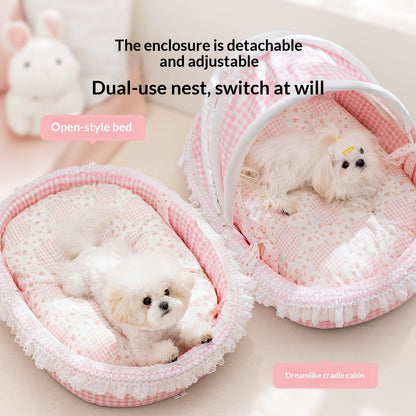 DollyPaws Cradle Pet Bed, available in pink & blue