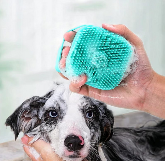 Lather Love Pet Shampoo Brush ~ Silicone Bath & Massage Brush with Dispenser, Gentle for Sensitive Skin