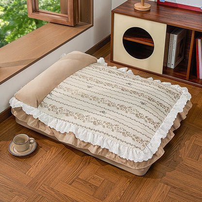 TapiPaws Pet Bed ~ colours: Milk Tea Apricot & Polka Dot Taro
