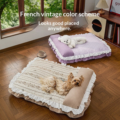 TapiPaws Pet Bed ~ colours: Milk Tea Apricot & Polka Dot Taro