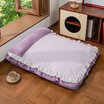 TapiPaws Pet Bed ~ colours: Milk Tea Apricot & Polka Dot Taro